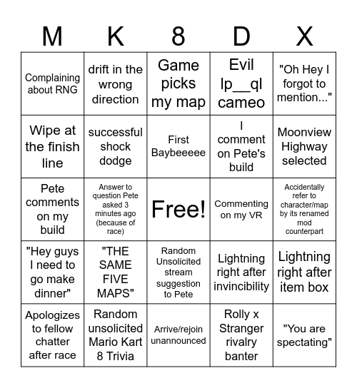 Rolly Polly's MK8 Bingo Card