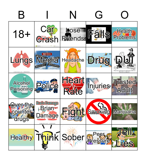 Alcohol/Drugs Bingo Card