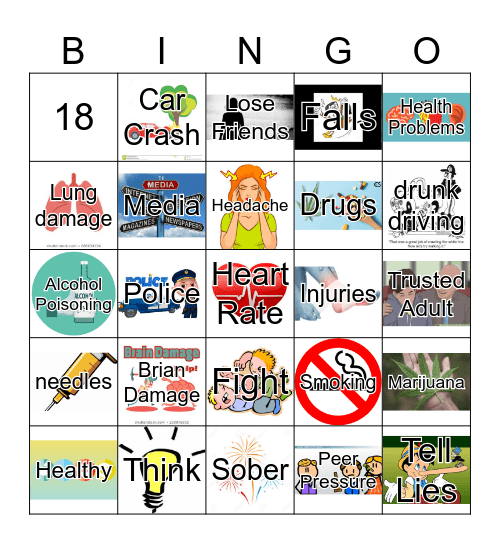 Alcohol/Drugs Bingo Card