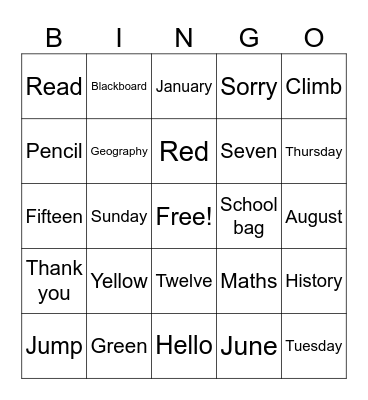 Bingo 5 Bingo Card