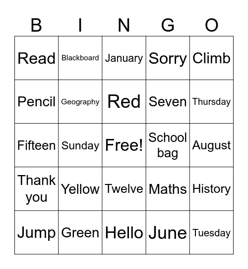 Bingo 5 Bingo Card