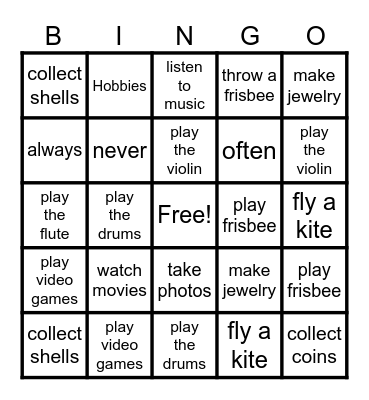 HFF U2 Bingo Card