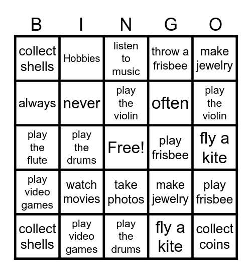 HFF U2 Bingo Card