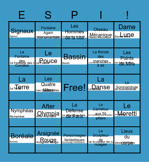 ESPI La Défense Sculpture BINGO Card