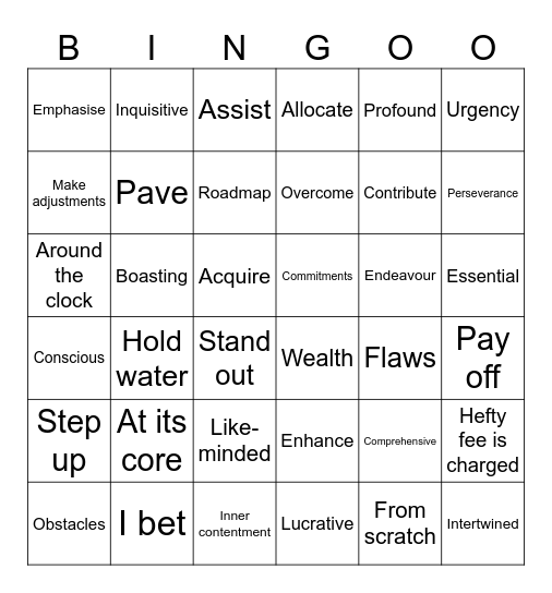 B1+ Bingo Card