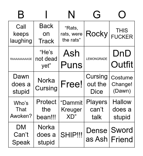 MP DnD Bingo Card