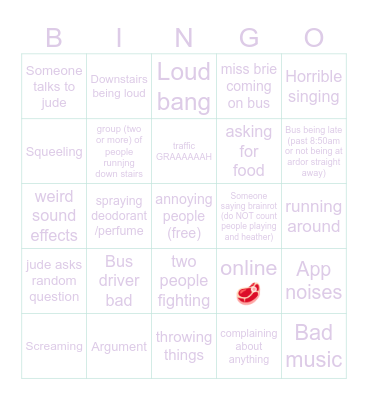 Bus bingo Card