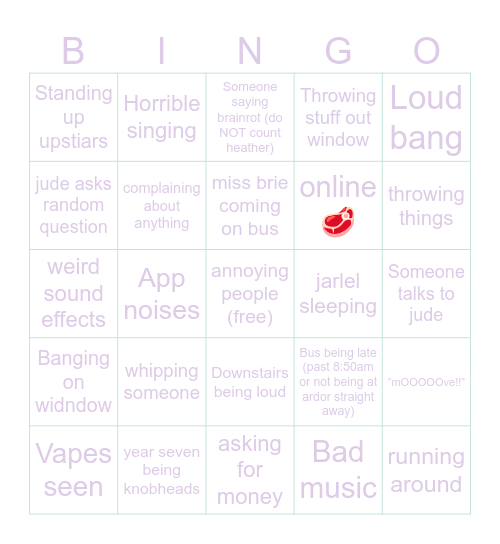 Bus bingo Card