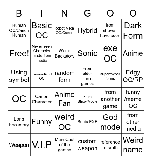 Sonic Pulse Bingo Card