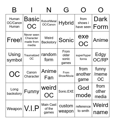 Sonic Pulse Bingo Card