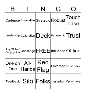 Schwab Bingo Card