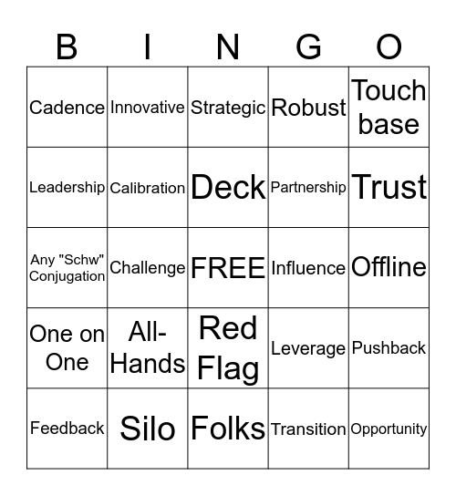 Schwab Bingo Card