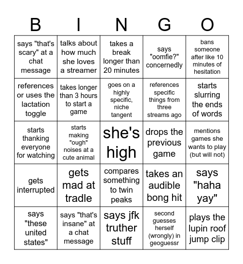 Mint Casteller Stream Bingo Card