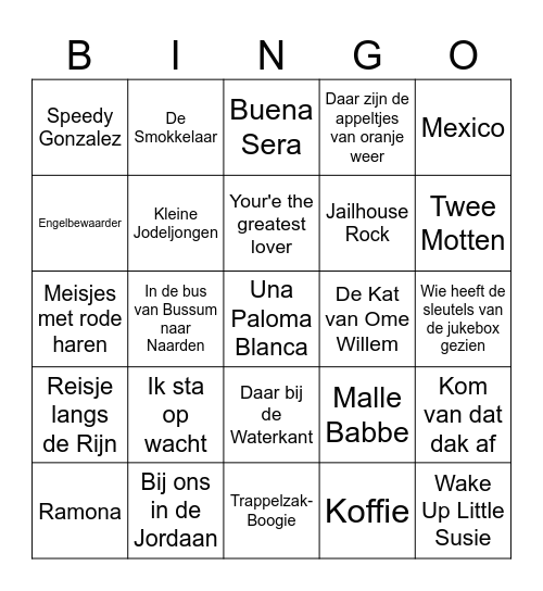 SCHOTERSTROOM MUZIEK BINGO Card