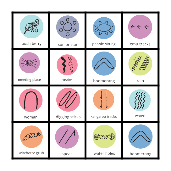 Aboriginal Symbols Bingo Card
