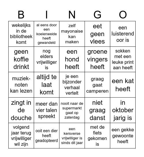 Vrijwilligers BINGO! Bingo Card