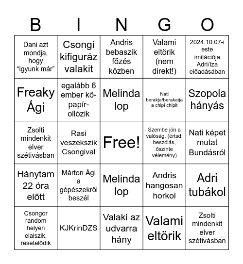 HK HÉTVÉGE ősz Bingo Card