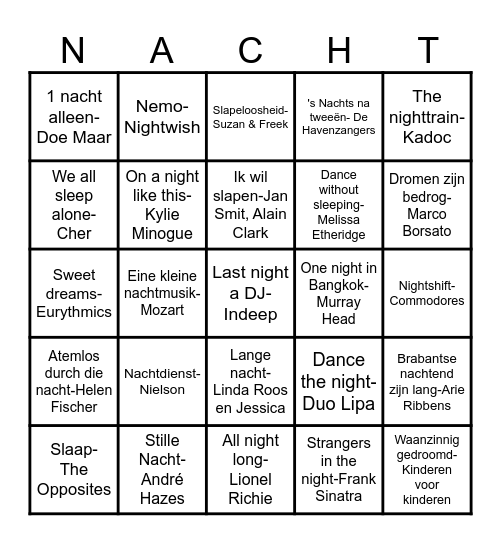 muziek bingo Card