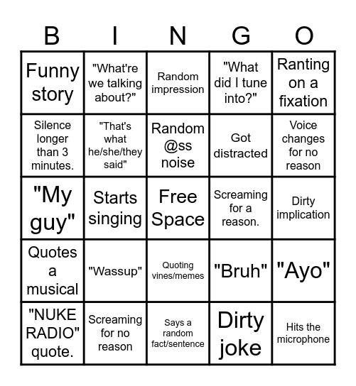 Lorrel Bingo. Bingo Card