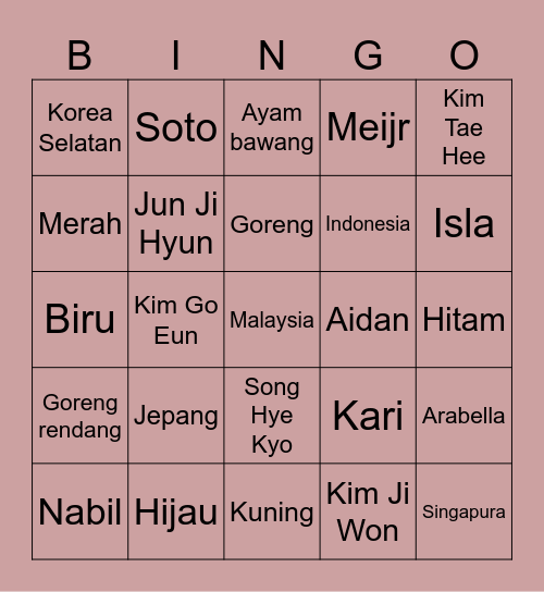 Maudy’s Bingo Card