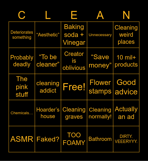 Cleantok Bingo Card