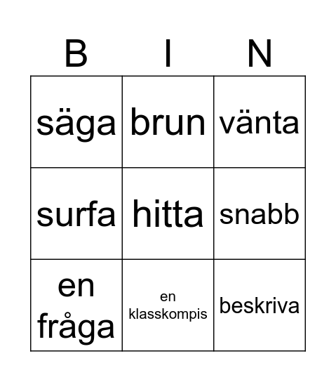 3 Rastsnack Bingo Card