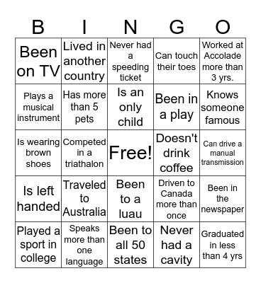 Get-To-Know-You BINGO Card