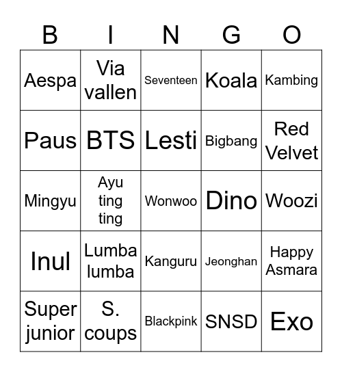 Jagad Bingo Card
