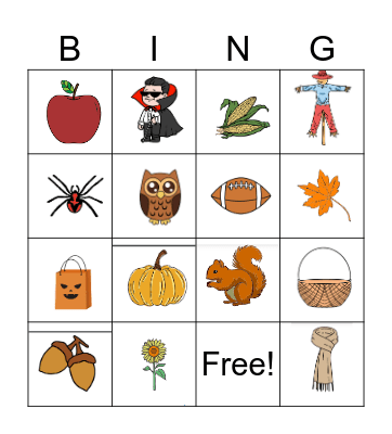 Fall Bingo Card