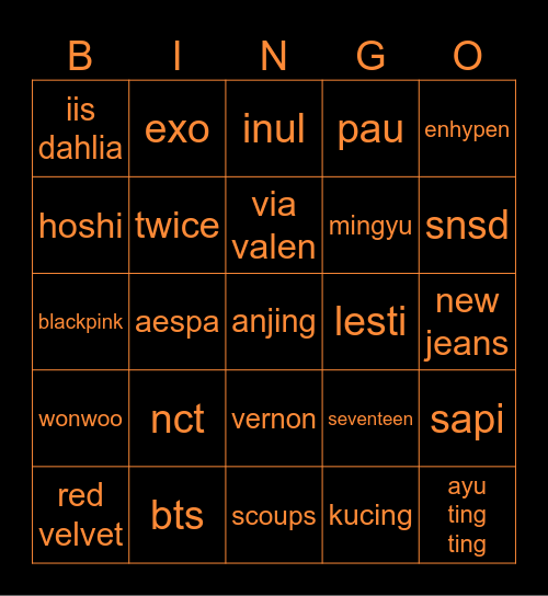 cyjel Bingo Card