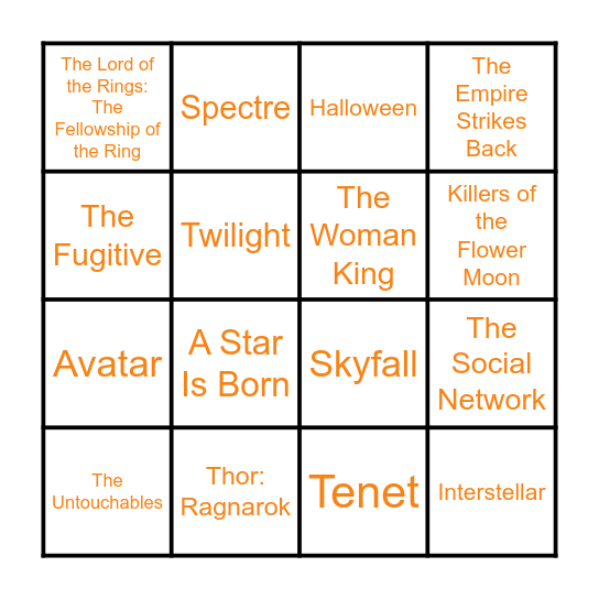 Autumnal blockbusters over the years Bingo Card