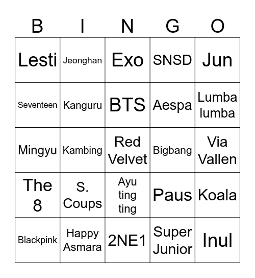 Jagad Bingo Card