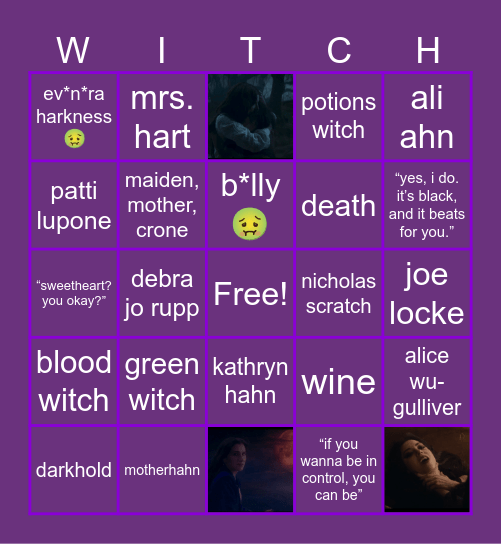 agatha all along themed bingo <3 Bingo Card