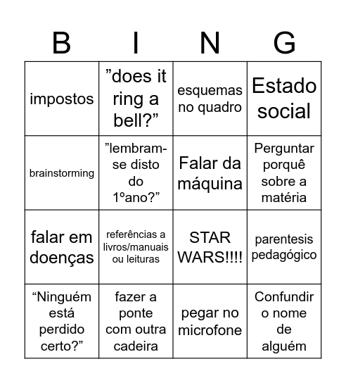 Bingo Finanças Bingo Card