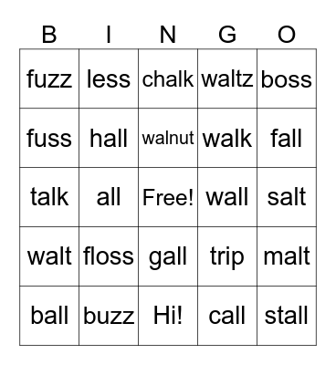 4th Bingo Card