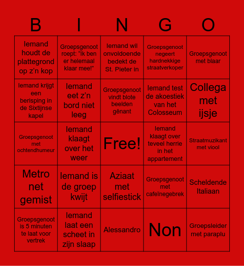 Reislustige Romeinen Bingo Card