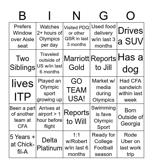 MHC team BINGO! Bingo Card