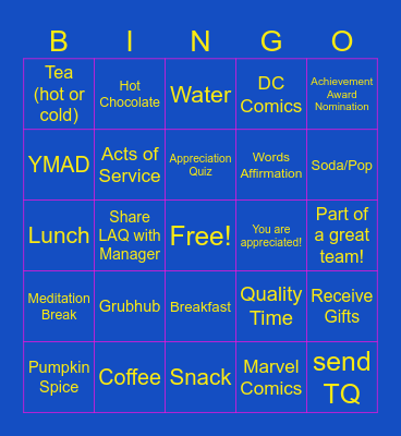 Customer Service Week Bingo Card