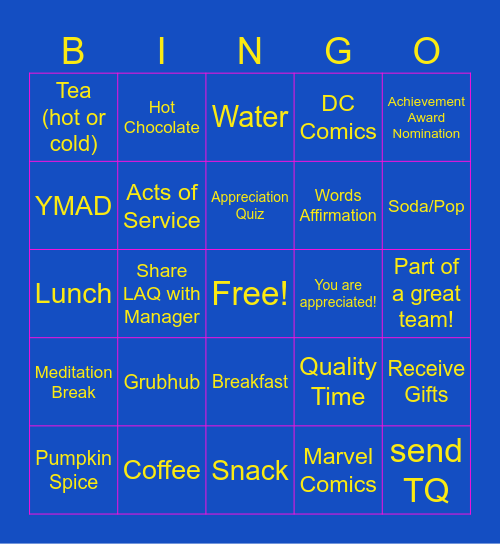 Customer Service Week Bingo Card