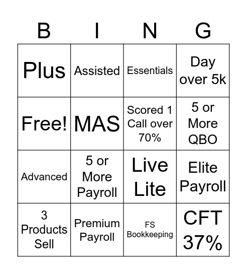 Outbound Bingo Card