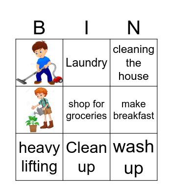 Household Chores Bingo Card