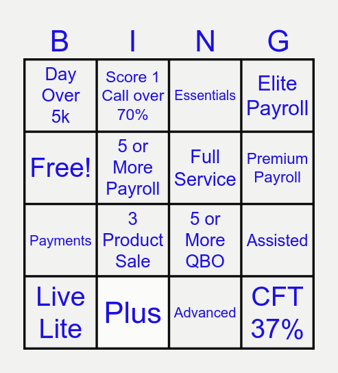 Outbound Bingo Card