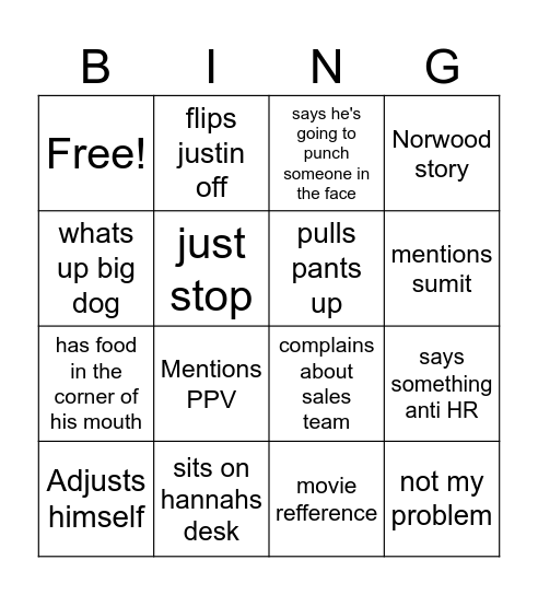 Buyer Bingo Card