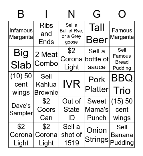 Get a good yelp review punch out 4 squares Bingo Card