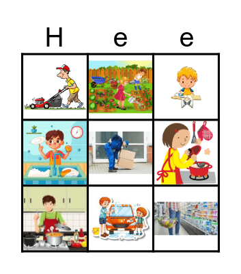 Household chores Bingo Card