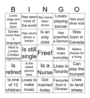 Find Someone Who: Bingo Card