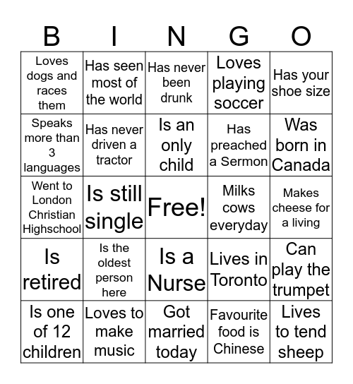 Find Someone Who: Bingo Card