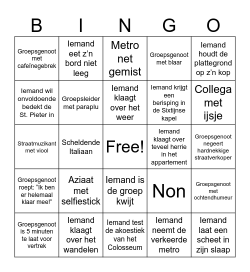 Reislustige Romeinen Bingo Card