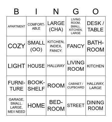 ASL 2: UNIT 2: TOPIC 1: DESCRIBING HOMES VOC Bingo Card