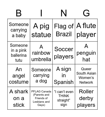 Toronto Pride Bingo Card